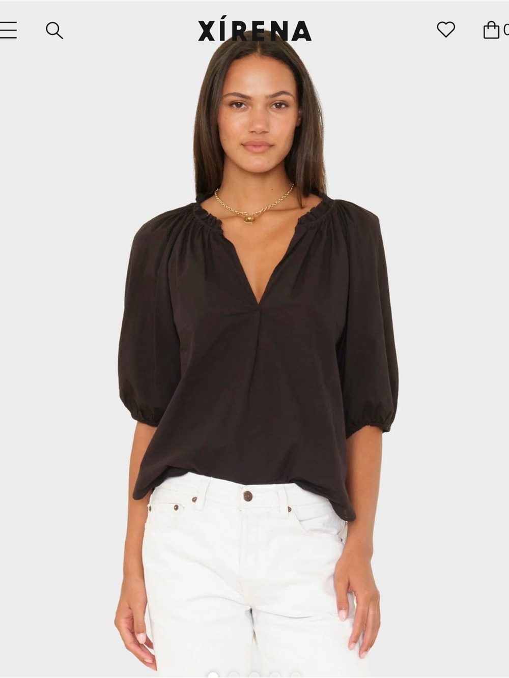 XiRENA Black Peasant Top with Puff Sleeves